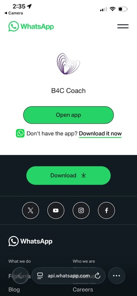 B4C Coach App Download Screen