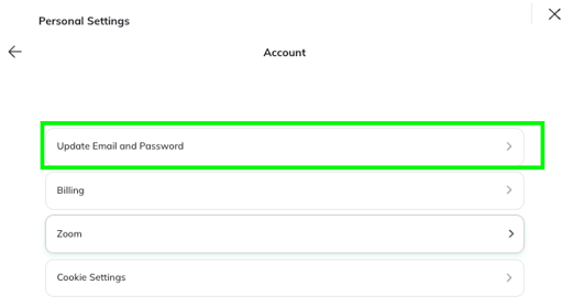 Update Email and Password
