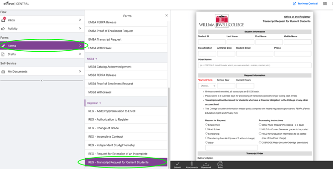 eTrieve official transcripts